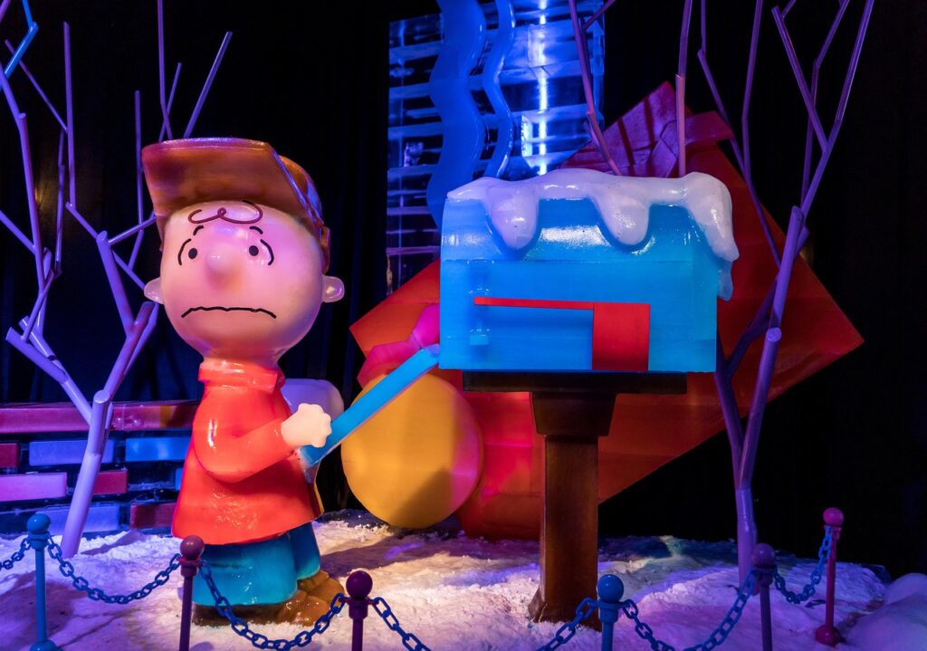 ice sculpture, charlie brown, christmas tree, cute, cartoon character, peanuts, holiday, decoration, character, sad, no mail, sad face, charlie brown, charlie brown, charlie brown, charlie brown, charlie brown, sad, sad face